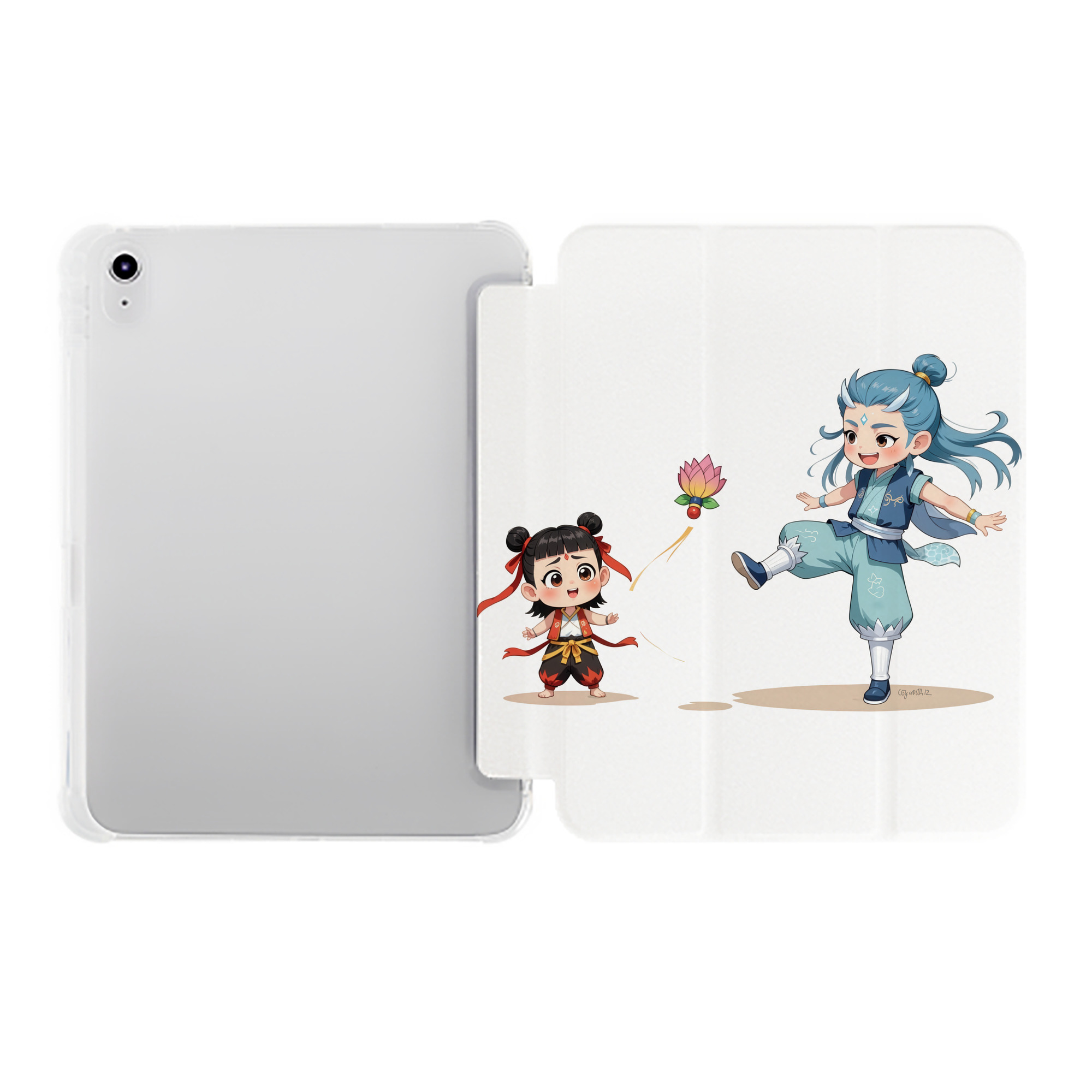 （画像用） Ne Zha 2 ナタ 魔童の大暴れ IPad ケース ペン収納付き 三つ折りスタンド PUレザー×シリコン 対応機種9.5/10.5/10.9インチ